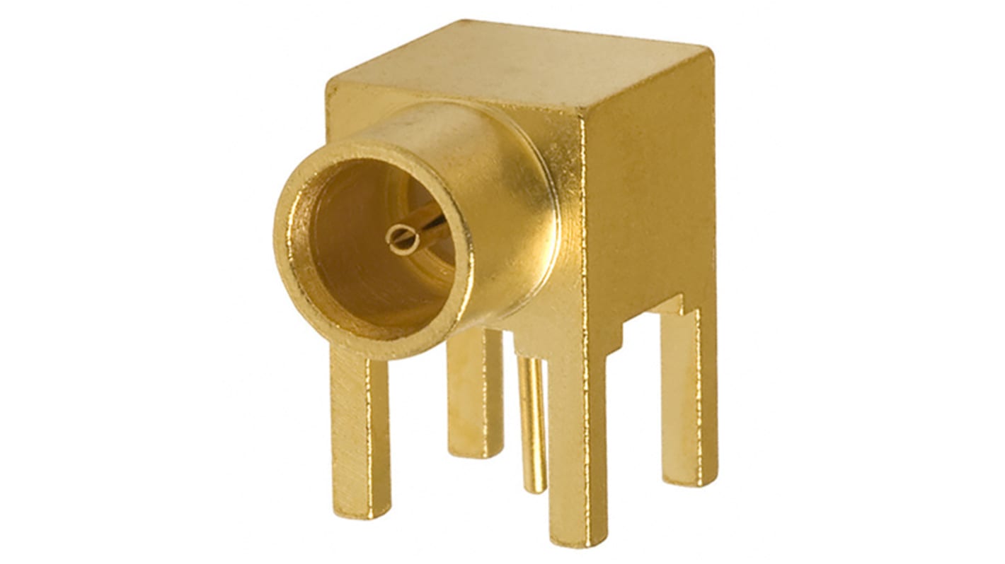 Cinch Connectors MCX Series, Jack PCB Mount MCX Connector, 75Ω, Solder Termination, Right Angle Body
