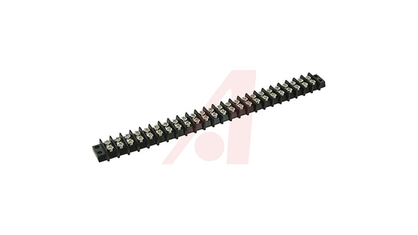 Cinch Connectors Barrier Strip, 24 Contact, 9.53mm Pitch, 2 Row, 15A, 250 V ac