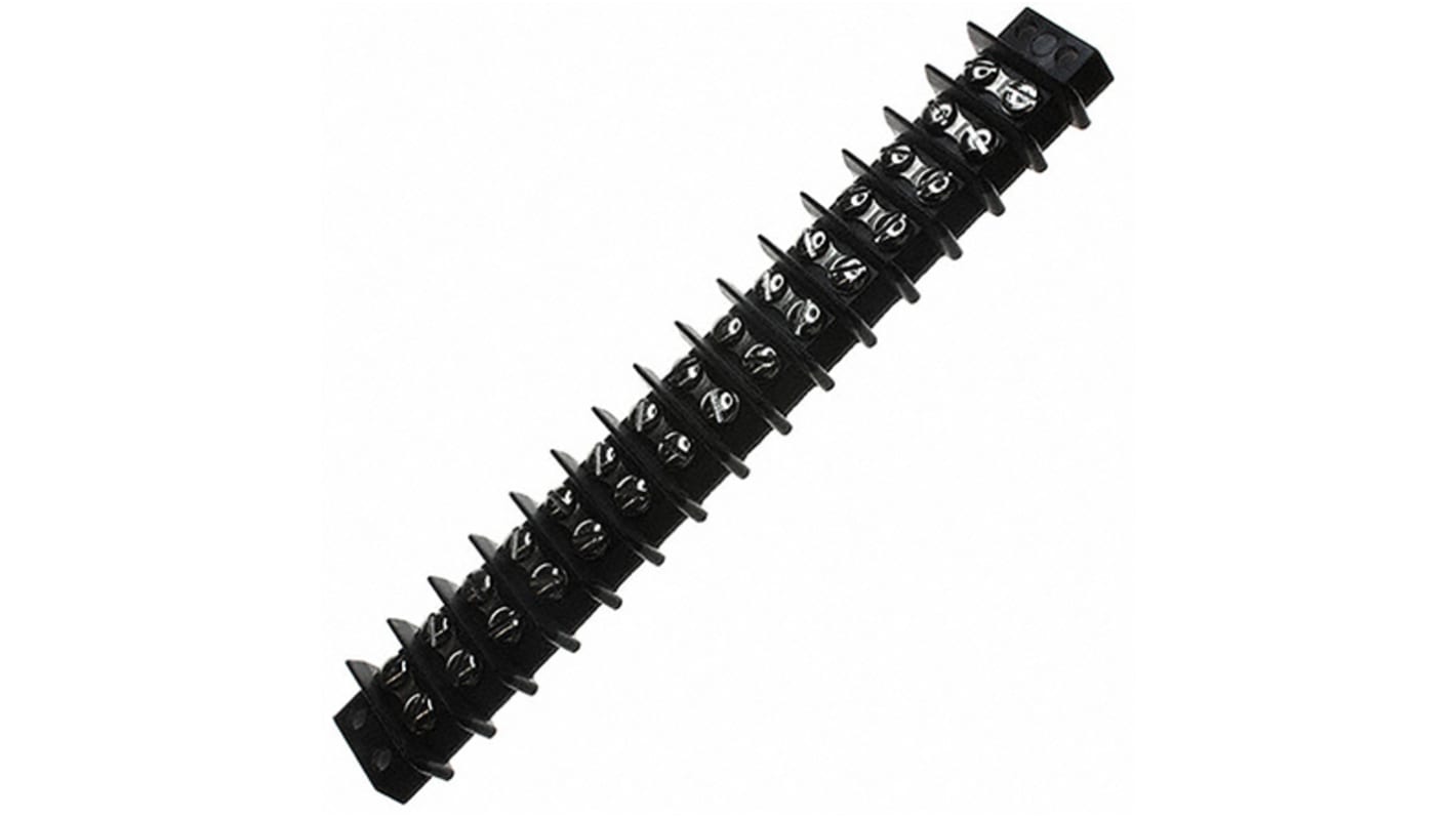 Cinch Connectors Barrier Strip, 15 Contact, 11.13mm Pitch, 2 Row, 20A, 250 V ac