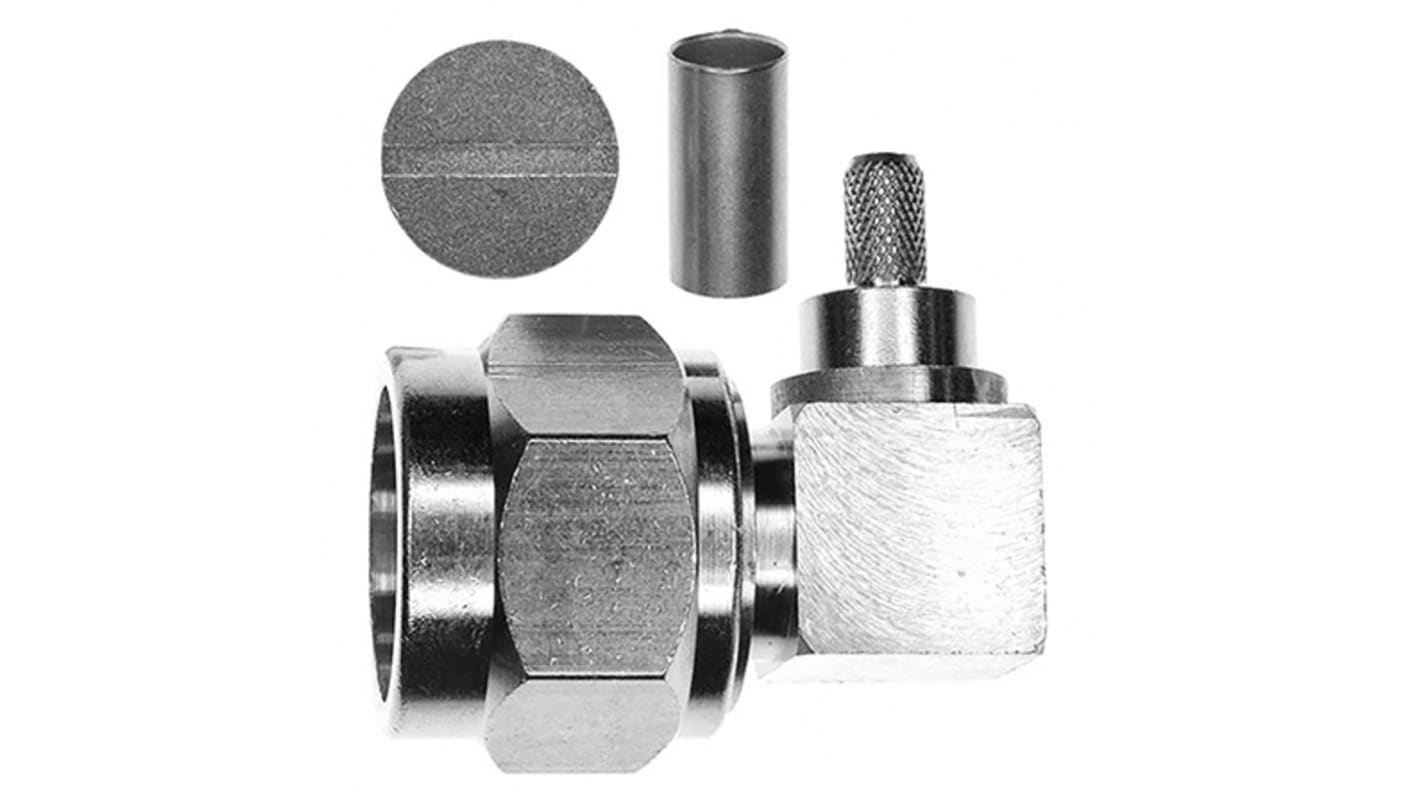 Conector coaxial Cinch Connectors 138-4408-107, Macho, Ángulo de 90° , Impedancia 50Ω, Montaje de Cable, Terminación de