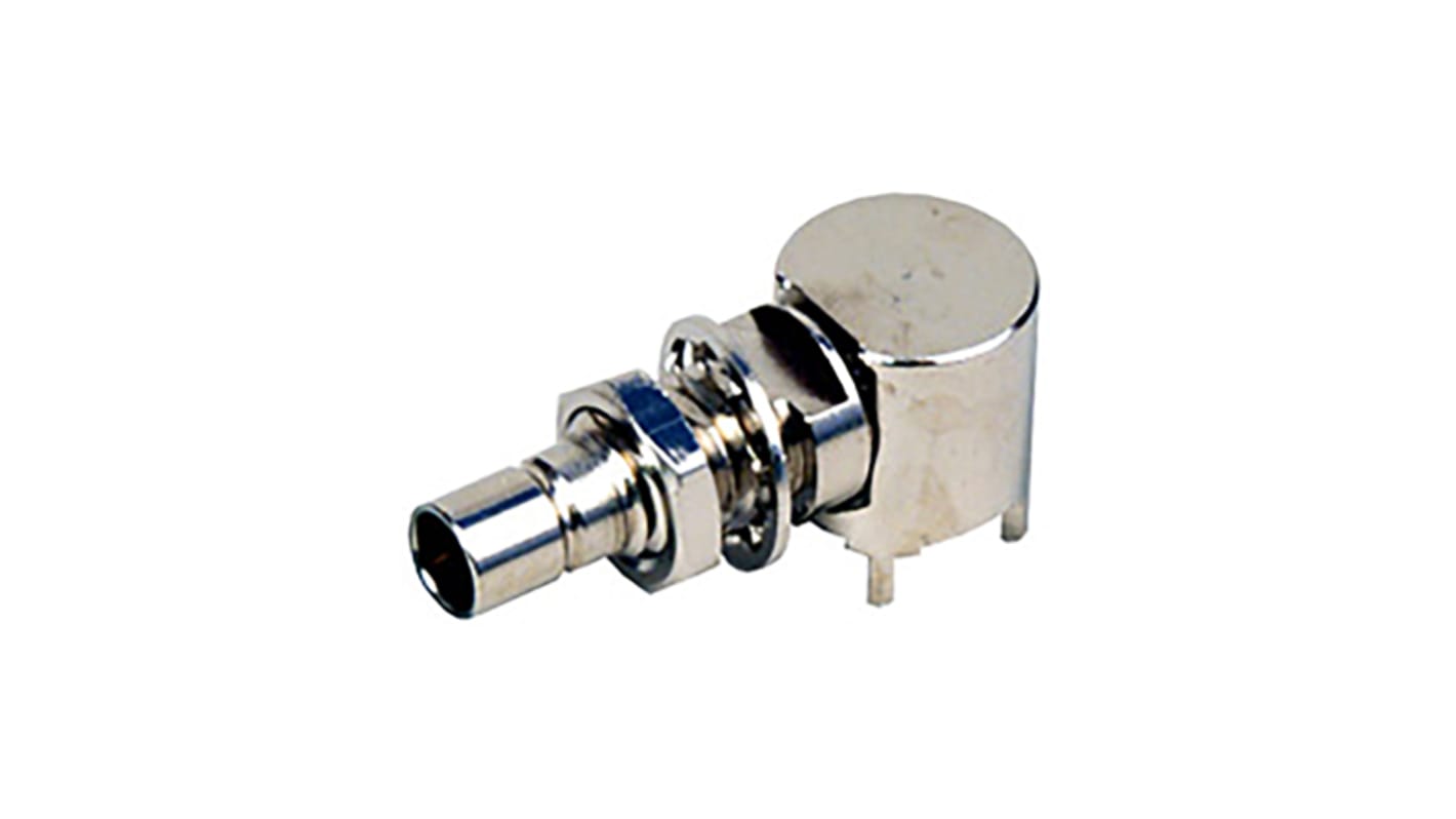 Cinch Connectors Mini-SMB Series, Jack PCB Mount SMB Connector, 75Ω, Solder Termination, Right Angle Body