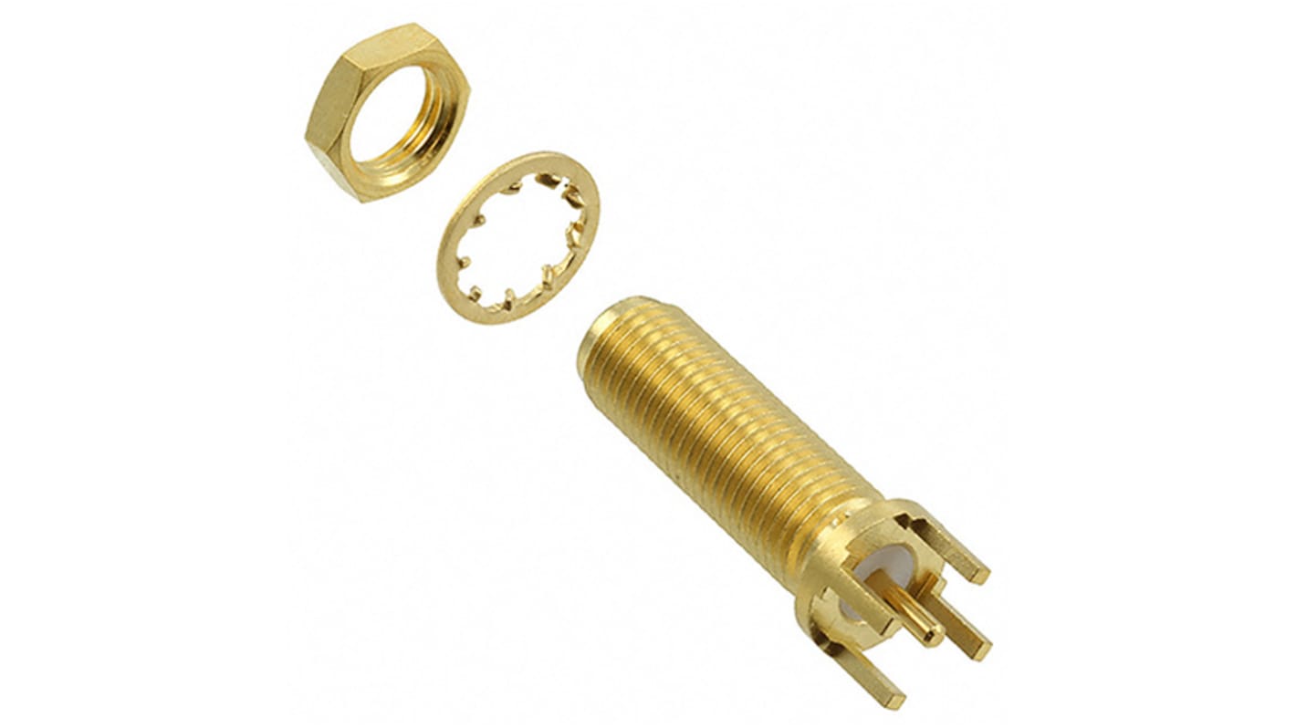 Cinch SMA Series, jack Panel Mount SMA Connector, 50Ω, Solder Termination, Straight Body