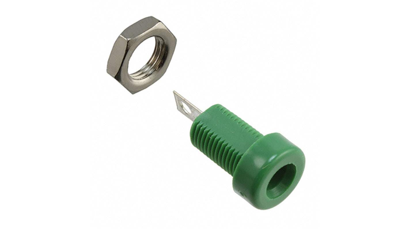 Cinch Green Female Banana Socket, 4 mm Connector, Solder Termination, 15A, 3500V, Tin Plating