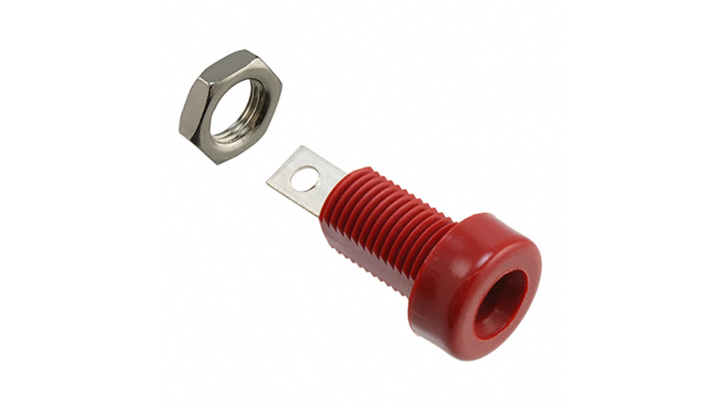 Cinch Red Female Banana Socket, 4 mm Connector, Solder Termination, 15A, 3500V, Tin Plating