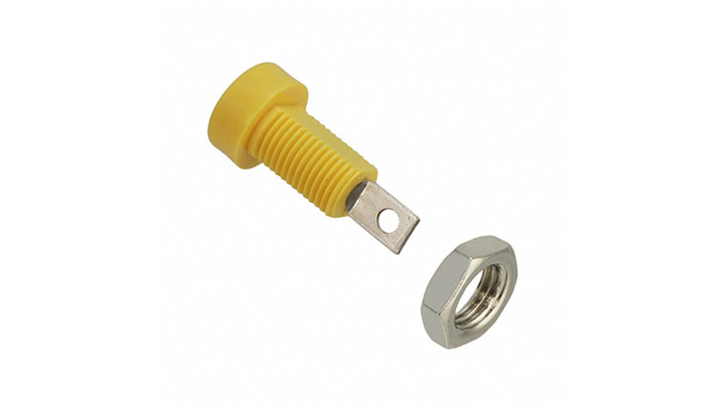 Cinch Yellow Female Banana Socket, 4 mm Connector, Solder Termination, 15A, 3500V, Tin Plating