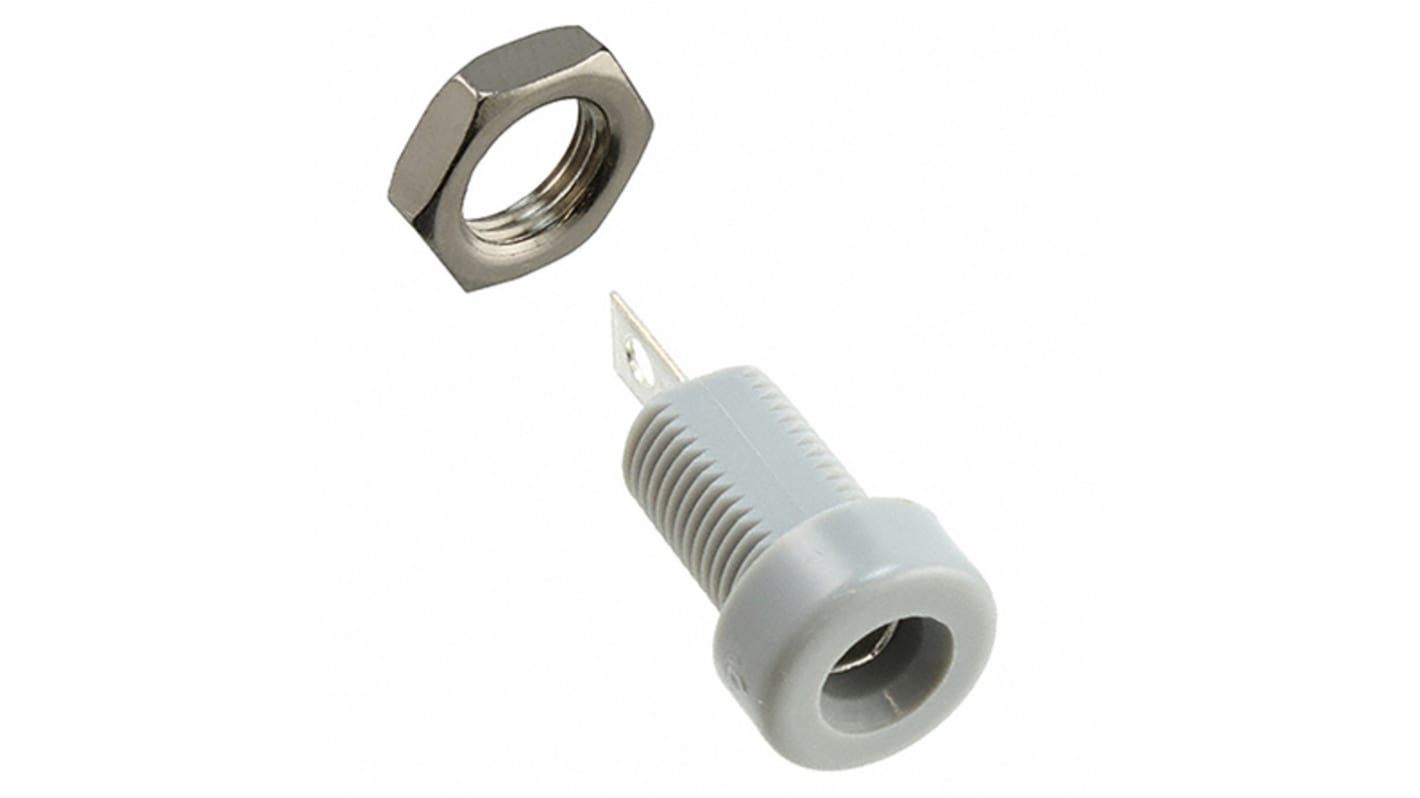 Conector banana hembra Hembra, 15A, 3500V, Contacto Estaño, Gris