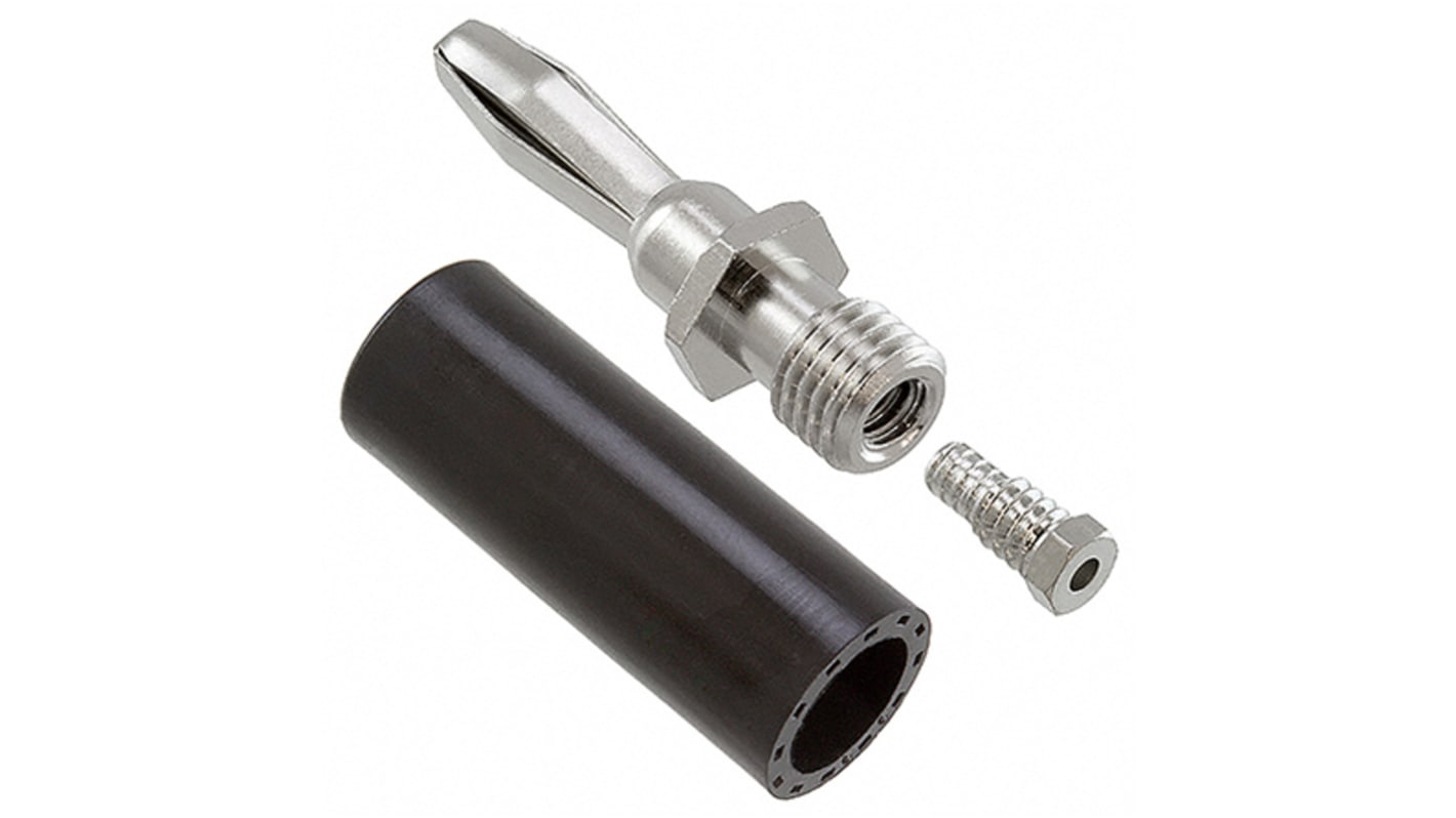 Cinch Connectors 4 mm Bananenstecker Schwarz, Kontakt vernickelt / 15A, Lötanschluss