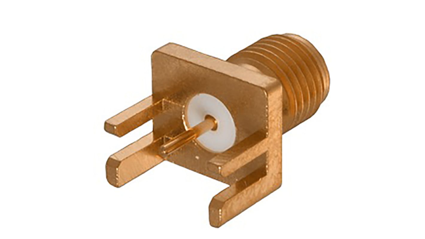 Cinch SMA Series, jack Edge Mount SMA Connector, 50Ω, Solder Termination, Straight Body