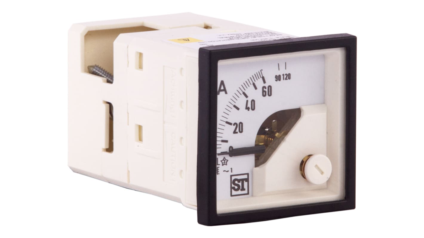 Amperometro analogico da pannello Sifam Tinsley, max 60A, c.a., foro L 48mm x H 48mm