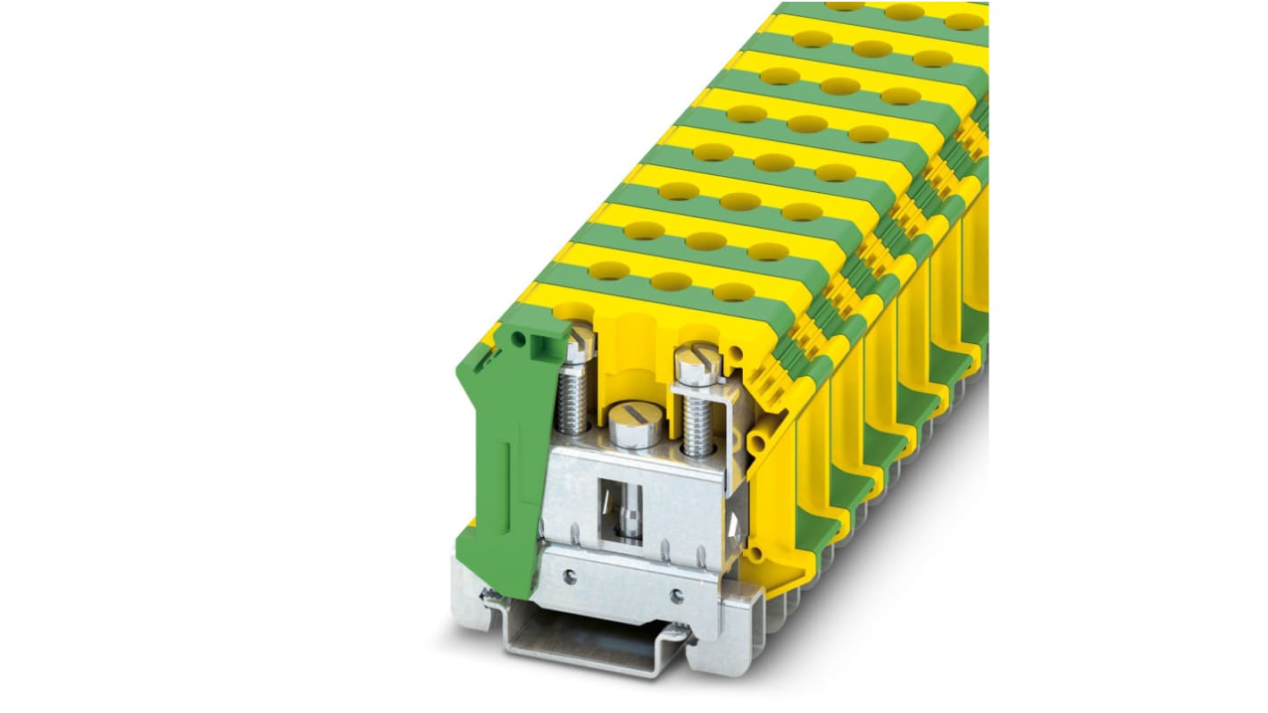 Phoenix Contact 3074091 UTI 35-PE Series Green, Yellow, Single-Level, Screw Termination