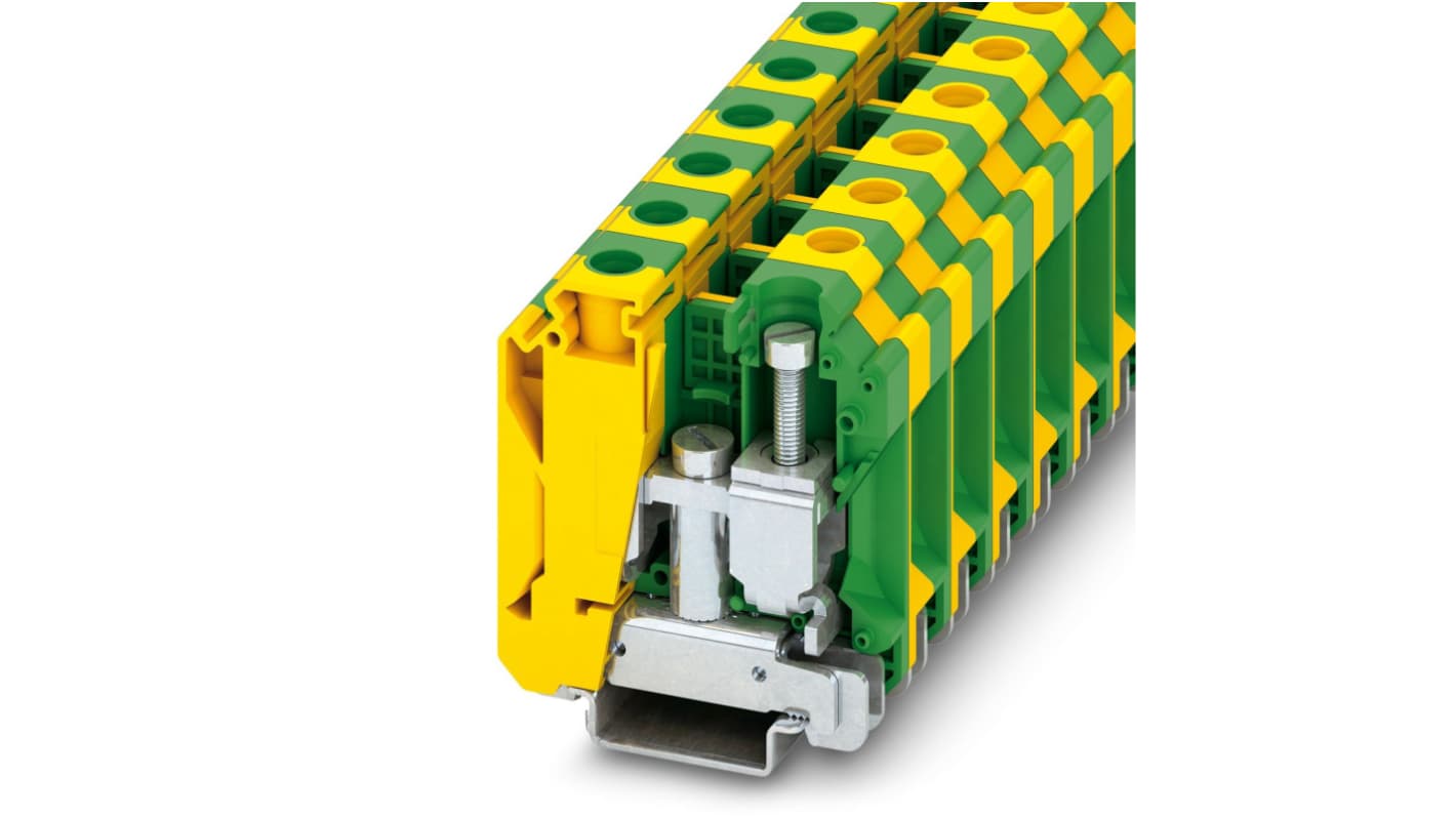 Morsettiera per guida DIN Phoenix Contact, Verde, Giallo, livello Singolo, 125A