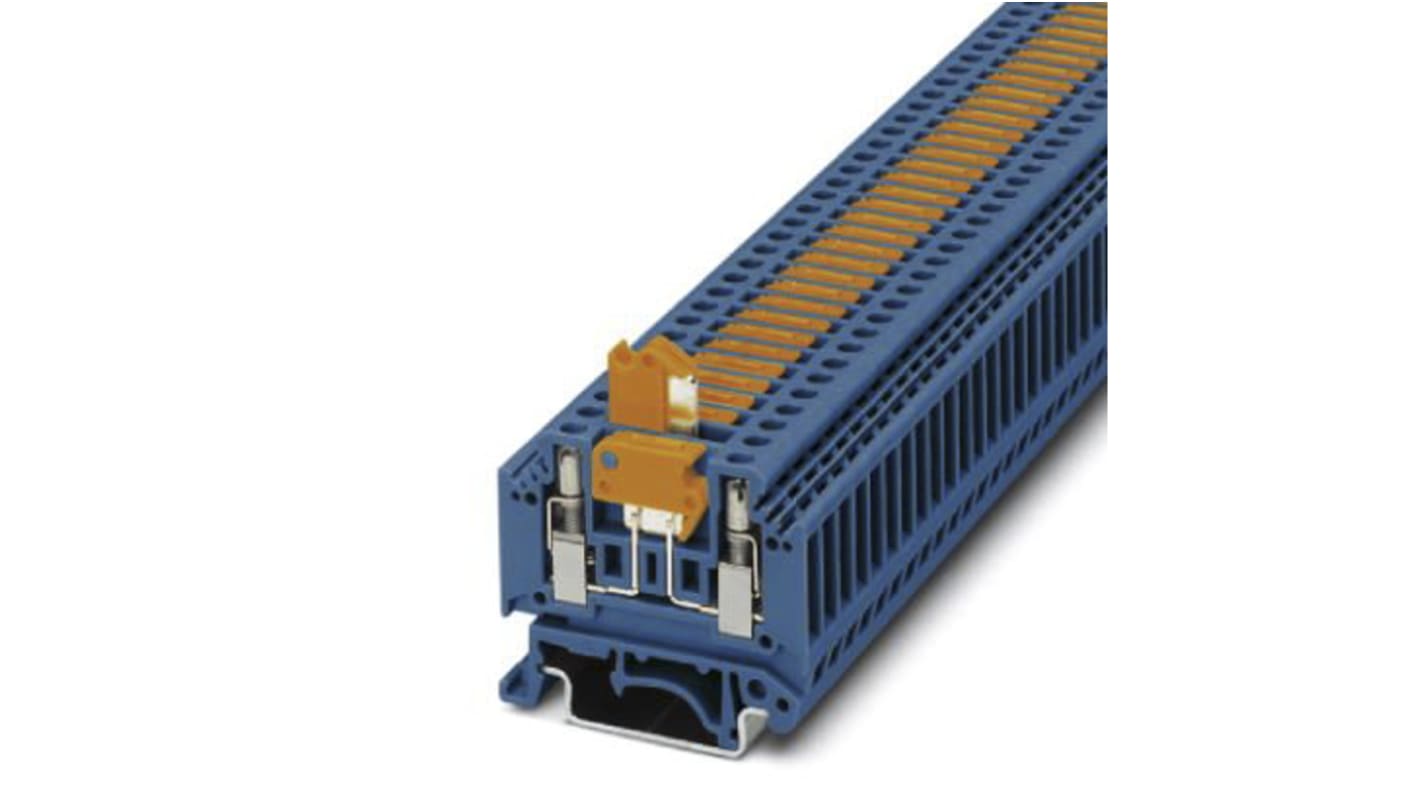 Phoenix Contact MTK-P/P BU Series Blue Disconnect Terminal Block, Single-Level, Screw Termination