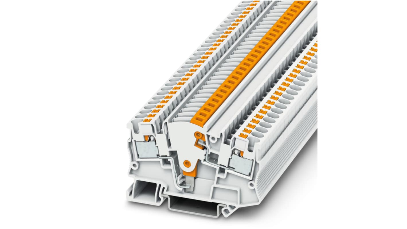 Phoenix Contact 3212140 PTME 4 WH Series White, 0.2 → 6mm², Single-Level, Push In Termination