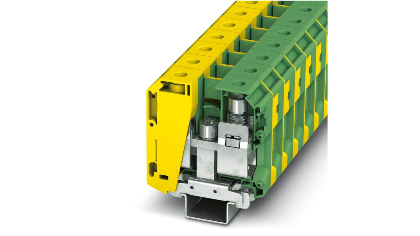 Morsettiera per guida DIN Phoenix Contact, Verde, Giallo, livello Singolo, 192A