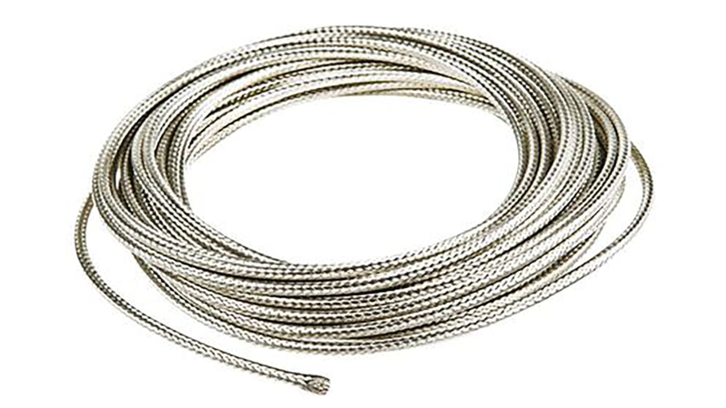 TE Connectivity Expandable Braided Tin Plated Copper Alloy Silver Cable Sleeve, 20mm Diameter, 10m Length, INSTALITE