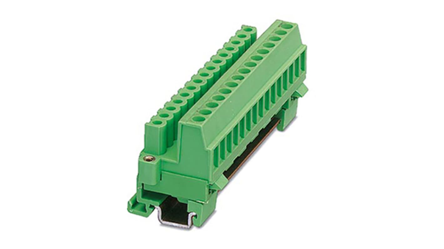 Phoenix Contact MSTBVK 2.5/11-STF-5.08 Series Green DIN Rail Terminal Block, Screw Termination