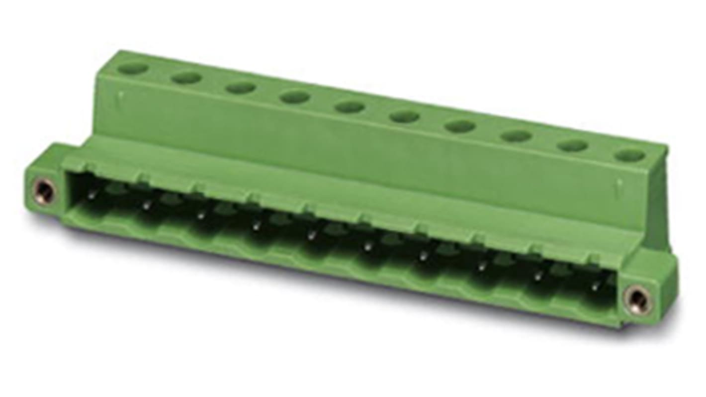 Borne enchufable para PCB Hembra Phoenix Contact de 7 vías, paso 7.62mm, 12A, de color Verde, terminación Tornillo