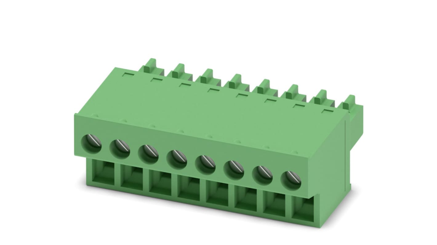 Phoenix Contact, 3.81mm Pitch, FRONT-MC 1.5/ 8-ST-3.81, 8 Way, , Pluggable Terminal Block, Plug, Cable Mount, Screw