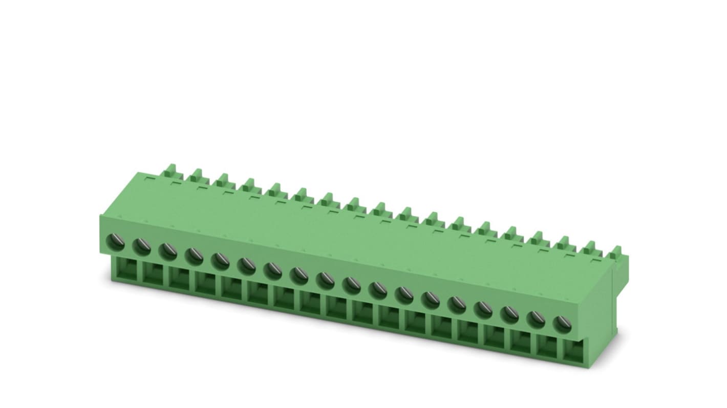 Phoenix Contact, 3.81mm Pitch, FRONT-MC 1.5/18-ST-3.81, 18 Way, , Pluggable Terminal Block, Plug, Cable Mount, Screw