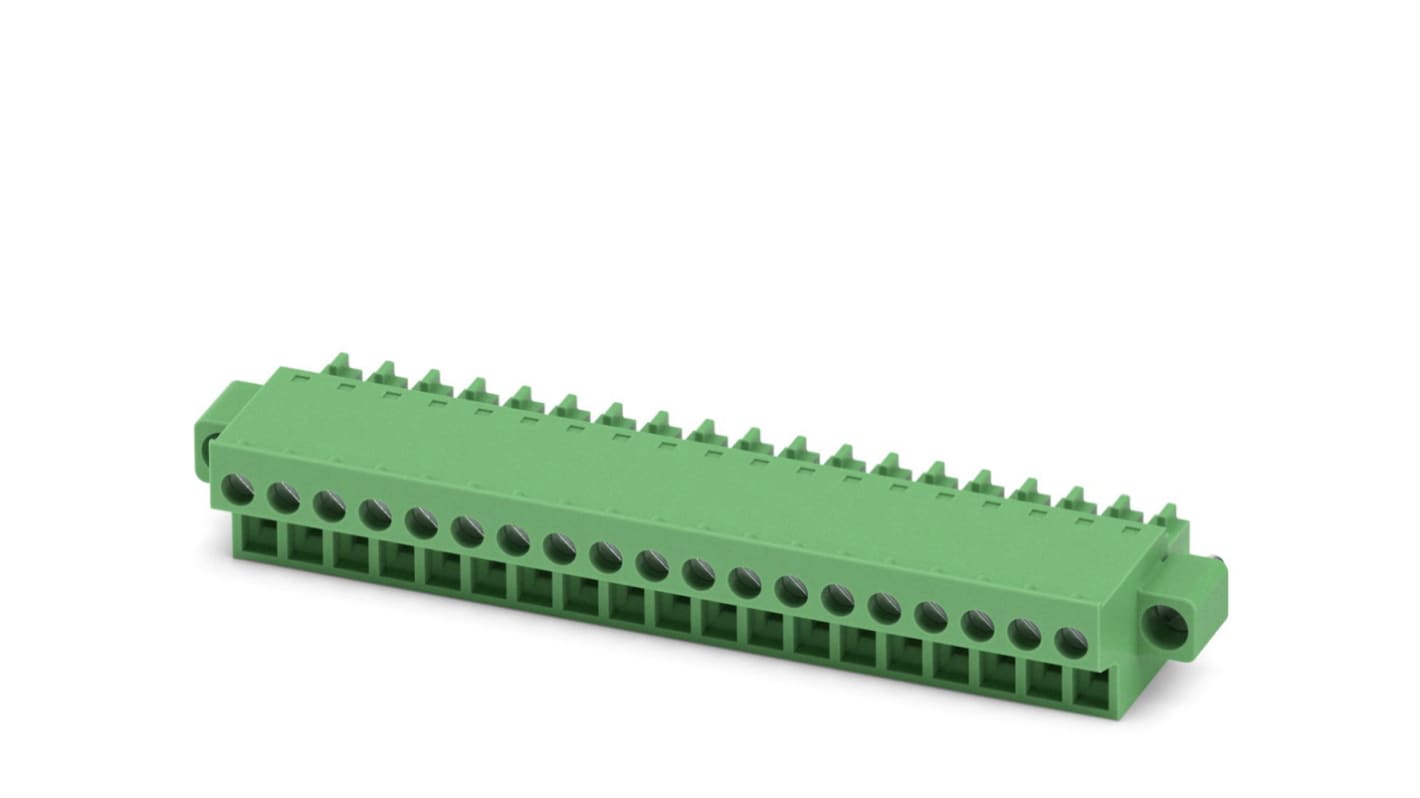 Phoenix Contact, 3.81mm Pitch, FRONT-MC 1.5/19-STF-3.81, 19 Way, , Pluggable Terminal Block, Plug, Cable Mount, Screw