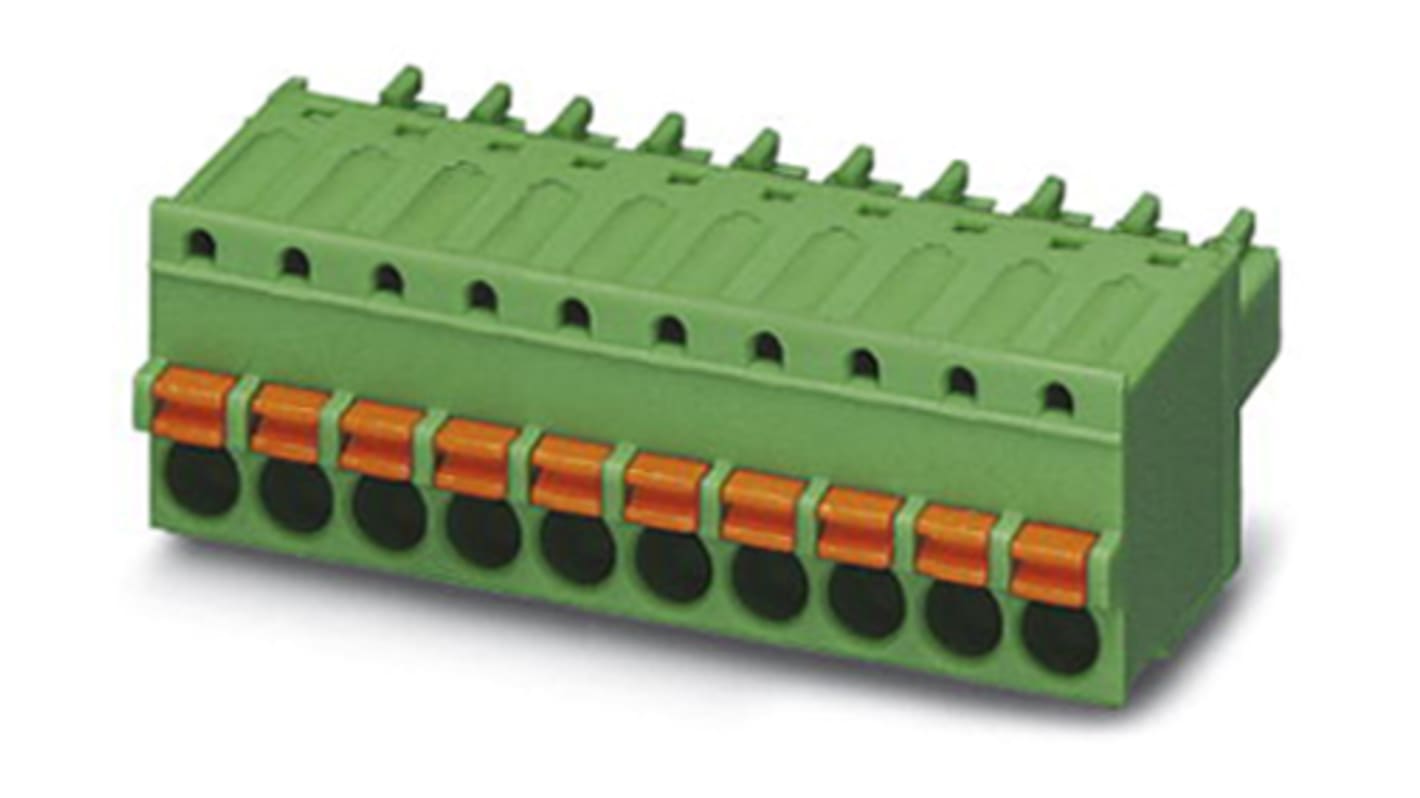 Phoenix Contact, 3.81mm Pitch, FK-MCP 1.5/14-ST-3.81, 14 Way, , Pluggable Terminal Block, Plug, Cable Mount, Spring