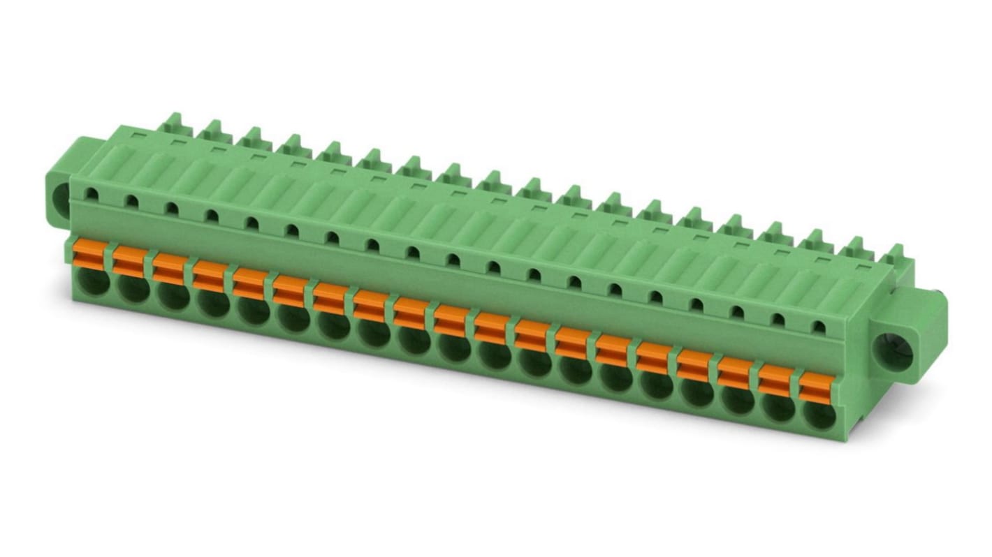 Phoenix Contact FK-MCP 1.5/19-STF-3.81 Series PCB Terminal Block, 19-Contact, 3.81mm Pitch, Spring Cage Termination