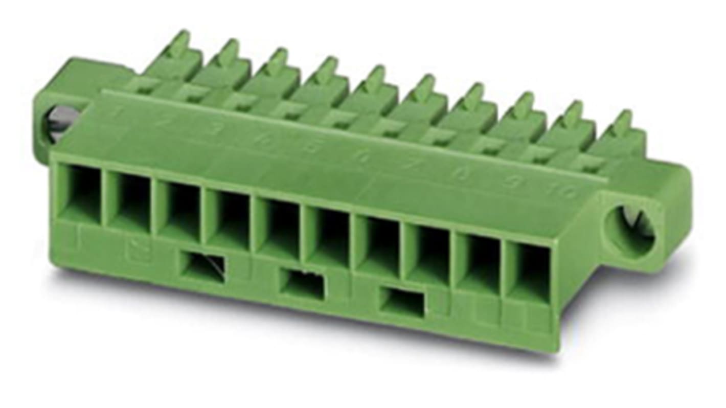 Phoenix Contact, 3.81mm Pitch, MCC 1/10-STZF-3.81, 10 Way, , Pluggable Terminal Block, Plug, Cable Mount, Screw