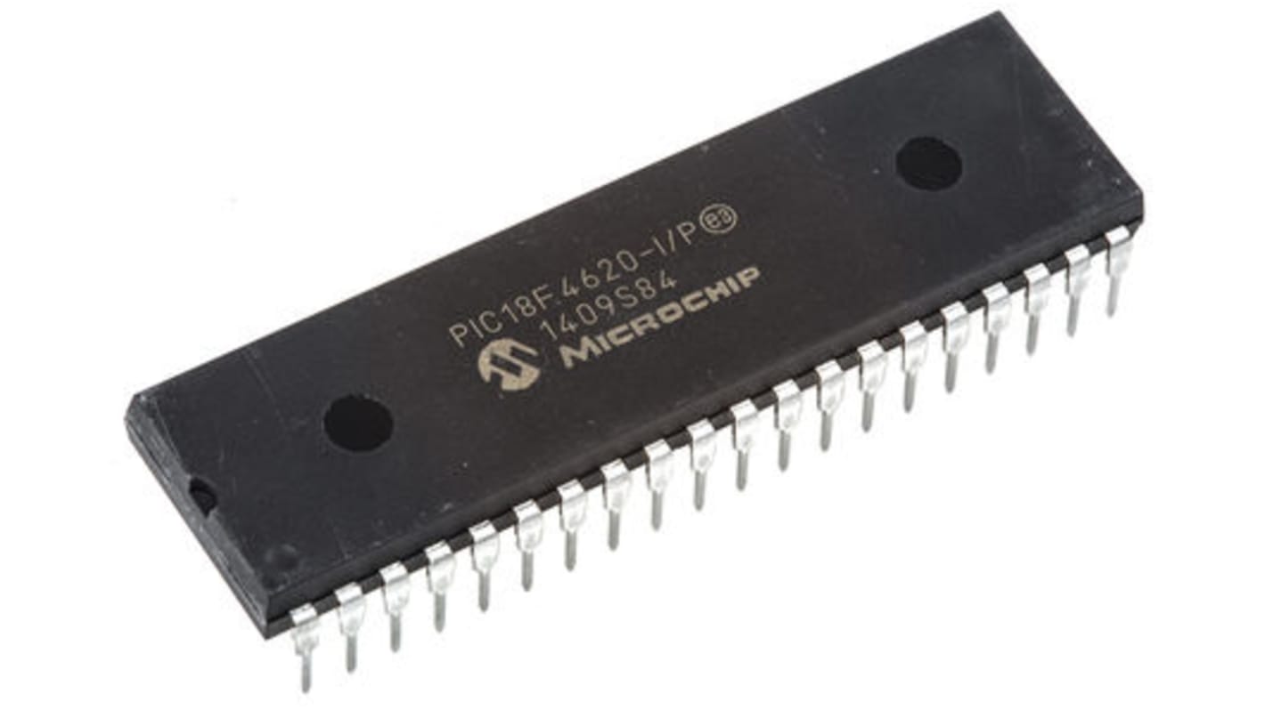 Microchip, 8bit PIC, PIC18F Microcontroller, 40MHz, 1.024 kB, 64 kB Flash, 40-Pin PDIP