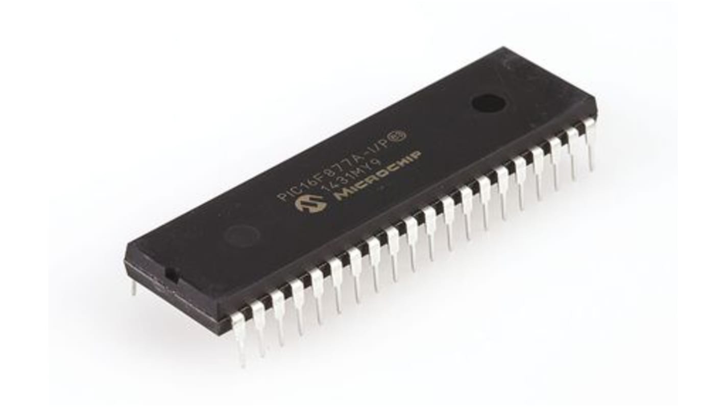Microchip PIC16F877A-I/P, 8bit PIC Microcontroller, PIC16F, 20MHz, 14.3 kB, 256 B Flash, 40-Pin PDIP