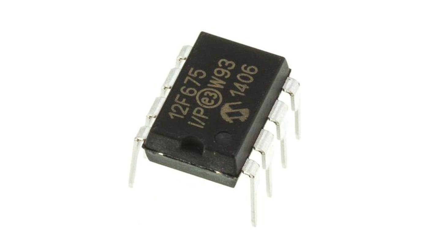 Mikrokontroler Microchip PIC12F PDIP 8-pinowy Otwór przezierny PIC 1024 x 14 słów, 128 B 8bit CAN: 20MHz RAM:64 B