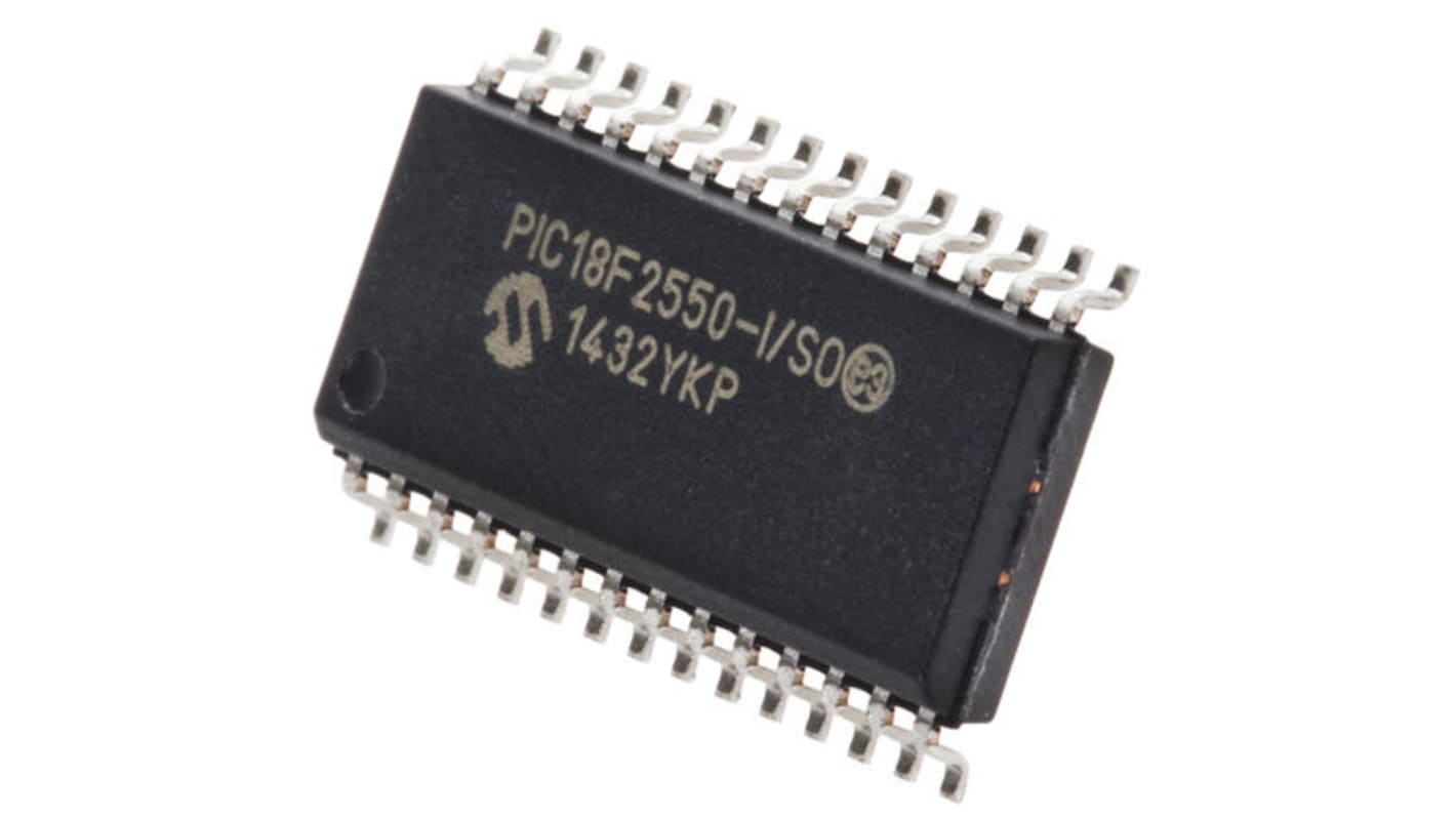 Microchip PIC18F单片机, PIC内核, 28针, SOIC, 最大48MHz, 32 kB、256 B 闪存, 2.048 kB RAM