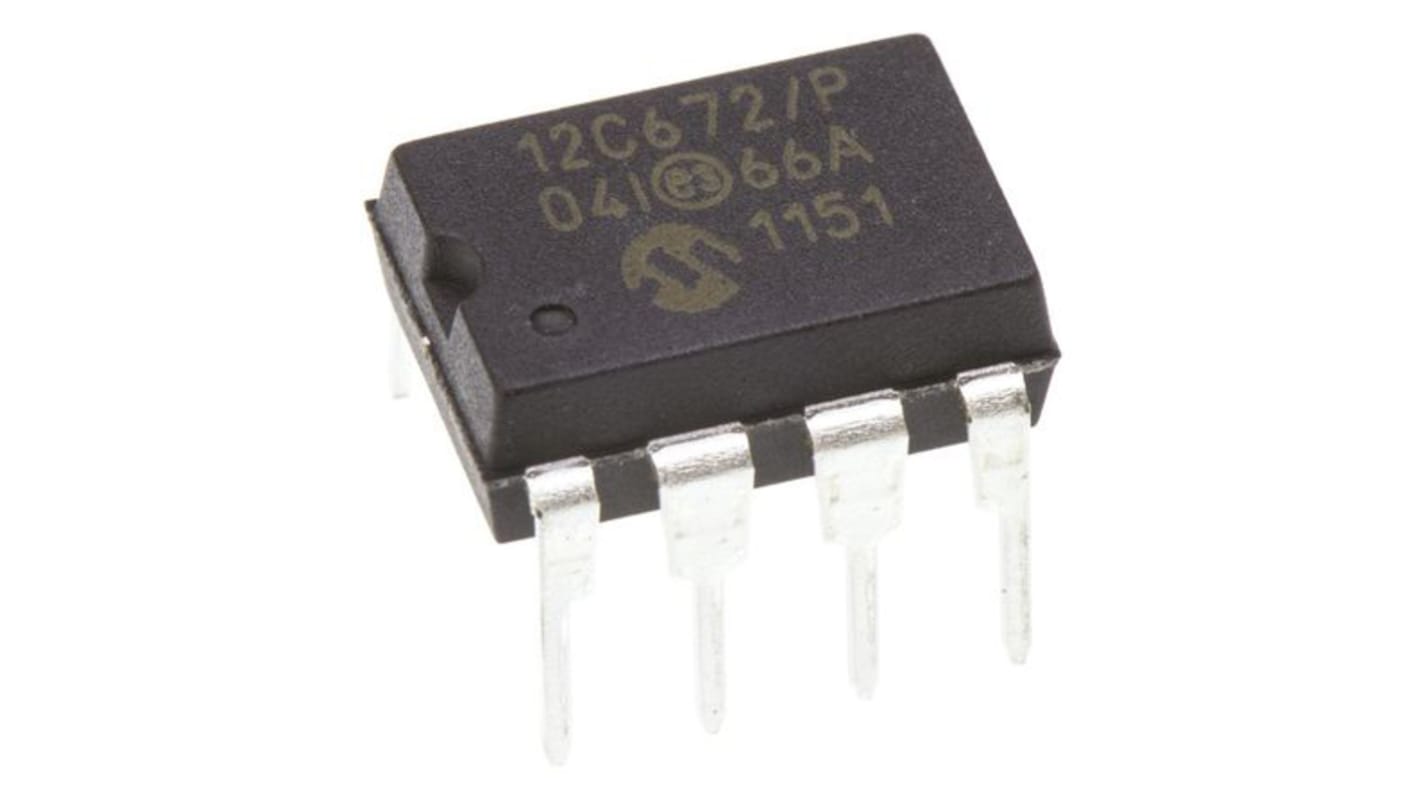 Microchip PIC12C单片机, PIC内核, 8针, PDIP, 最大4MHz, 2048 x 14 字 EPROM, 128 B RAM