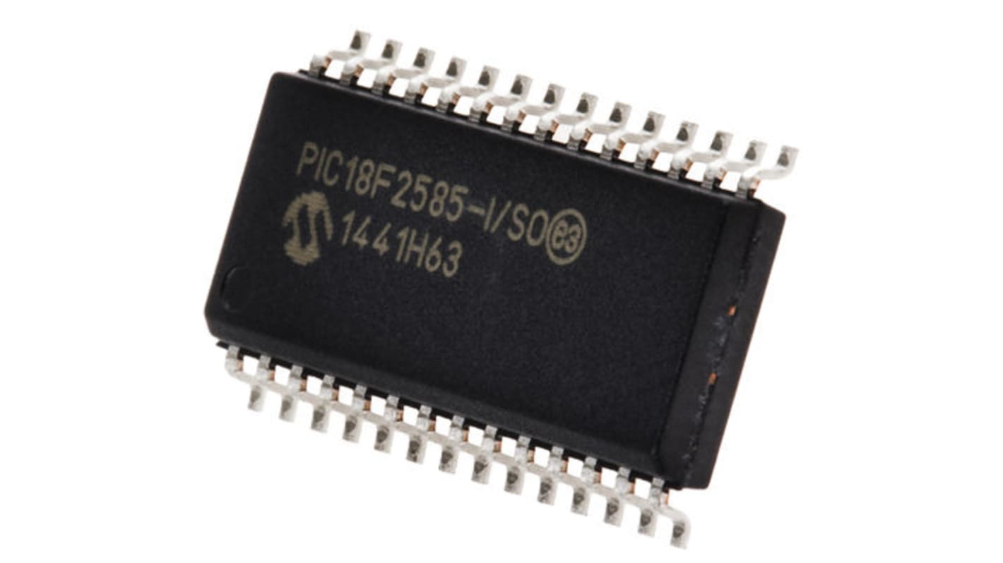 Microcontrolador Microchip PIC18F2585-I/SO, núcleo PIC de 8bit, RAM 3,328 kB, 40MHZ, SOIC de 28 pines