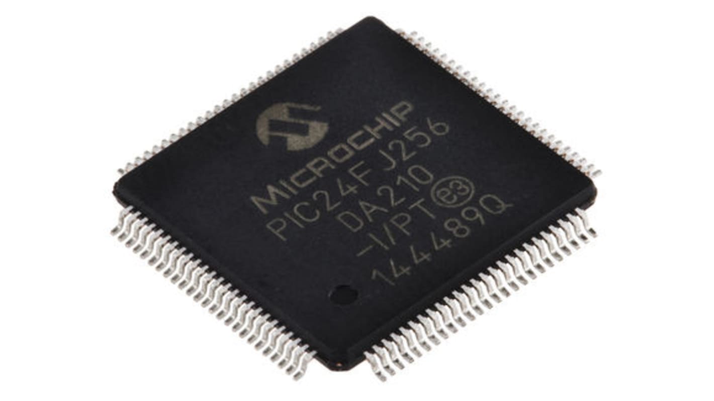 Microchip PIC24FJ单片机, PIC内核, 100针, TQFP, 最大32MHz, 256 kB 闪存, 96 kB RAM
