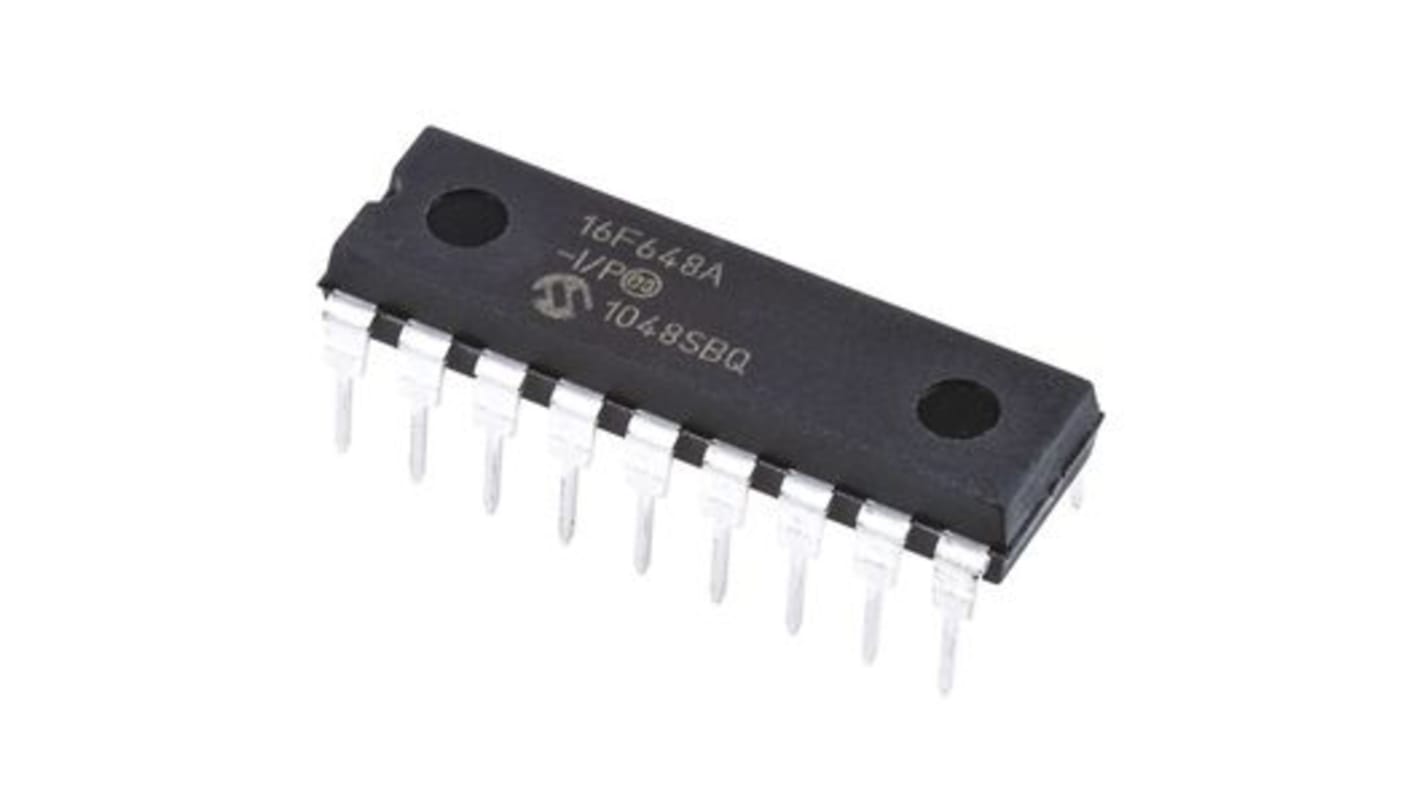 Microchip PIC16F648A-I/P, 8bit PIC Microcontroller, PIC16F, 20MHz, 256 B, 4096 x 14 words Flash, 18-Pin PDIP