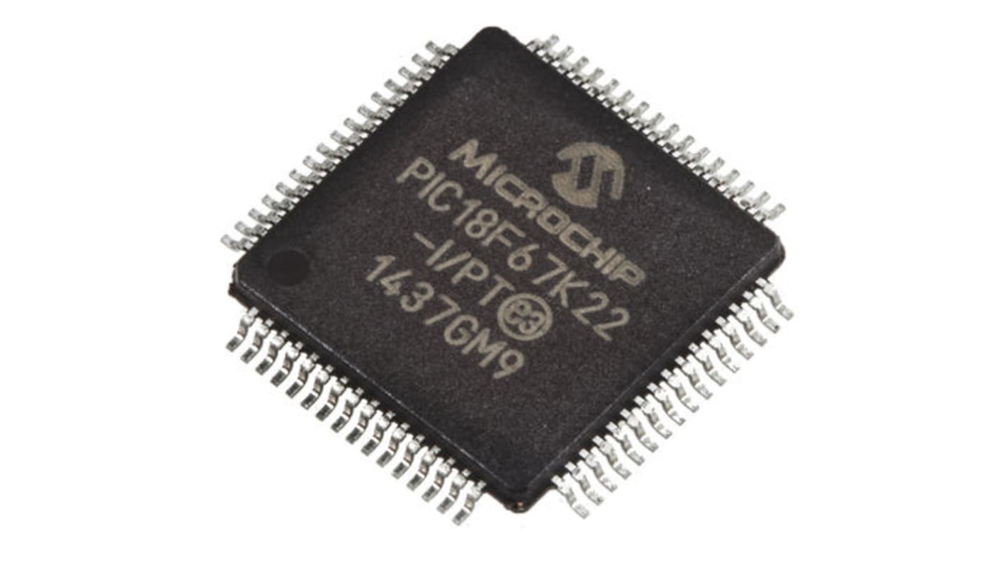 Microchip マイコン, PIC, 64MHz, 1 kB、128 kB, フラッシュ, 64-Pin TQFP