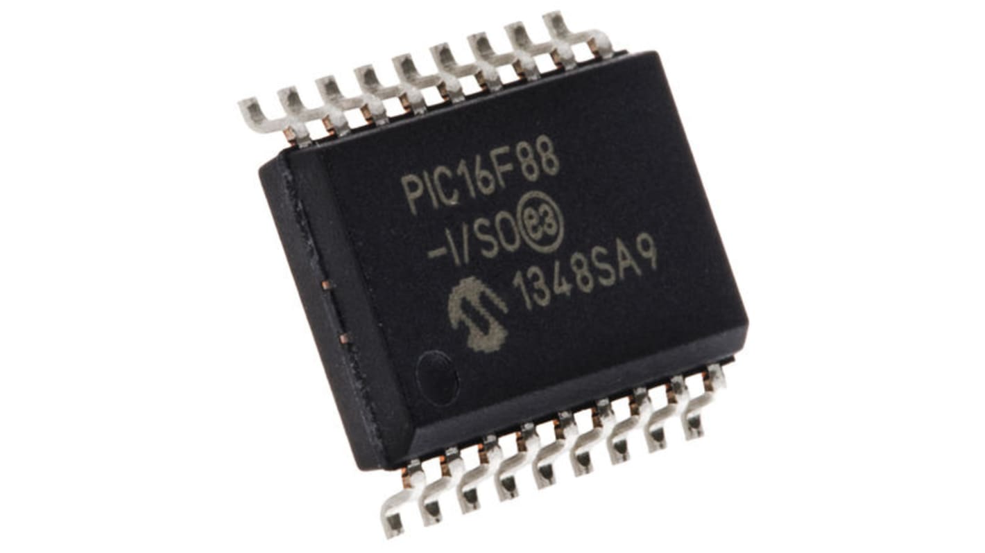 Microcontrolador Microchip PIC16F88-I/SO, núcleo PIC de 8bit, RAM 368 B, 20MHZ, SOIC de 18 pines