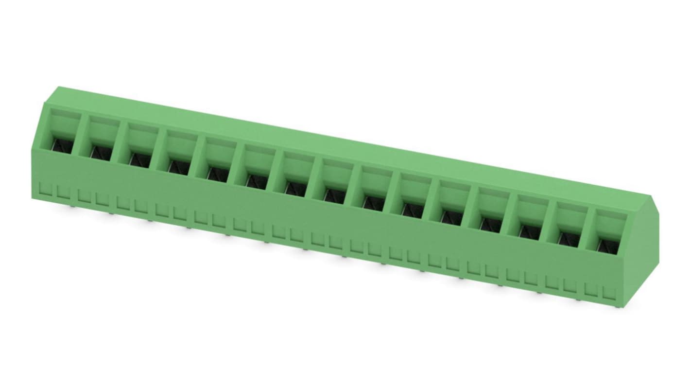 Phoenix Contact SMKDSN 1.5/15 Series PCB Terminal Block, 15-Contact, 5mm Pitch, Through Hole Mount, Screw Termination