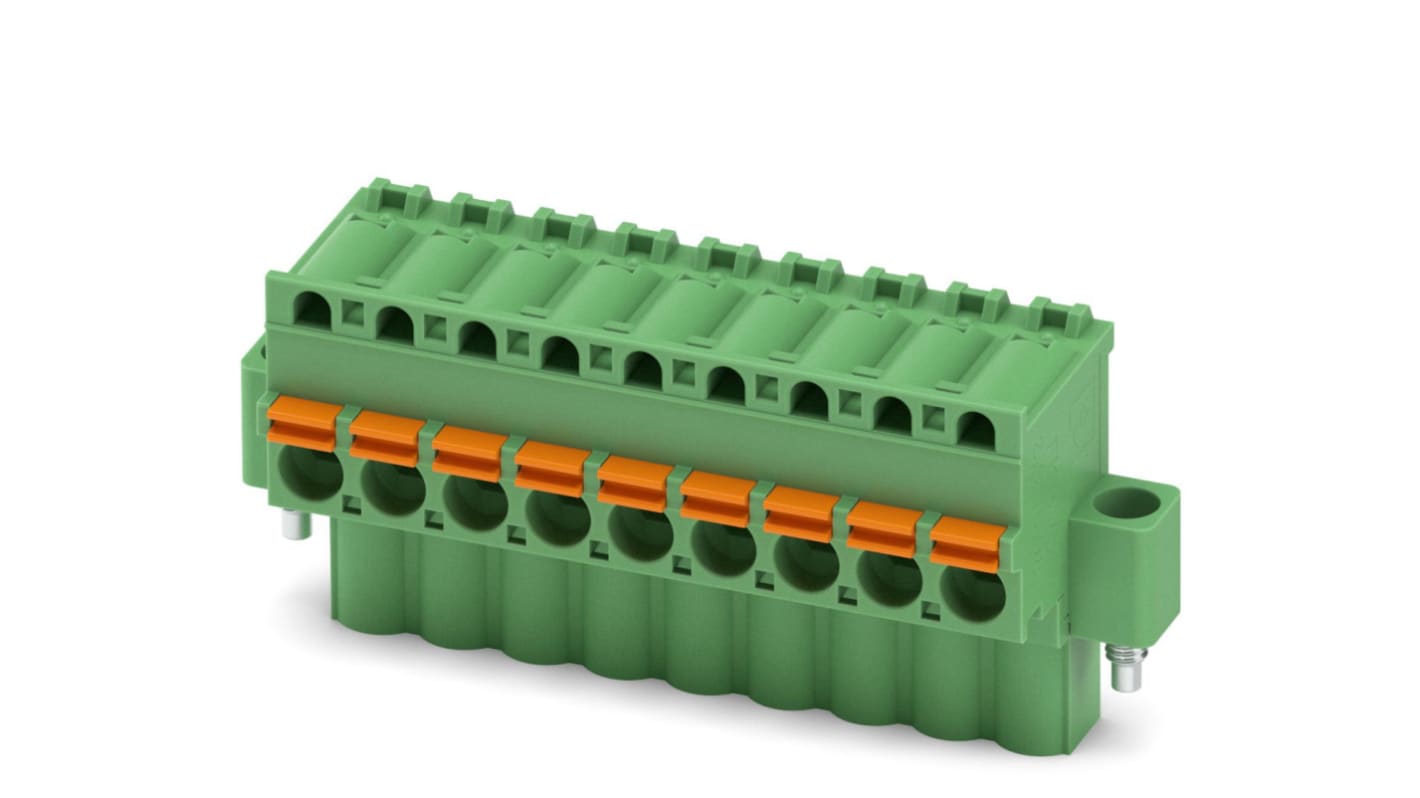Phoenix Contact, 5.08mm Pitch, FKCVW 2.5/ 9-STF-5.08, 9 Way, Pluggable Terminal Block, Plug, Spring Cage Termination,