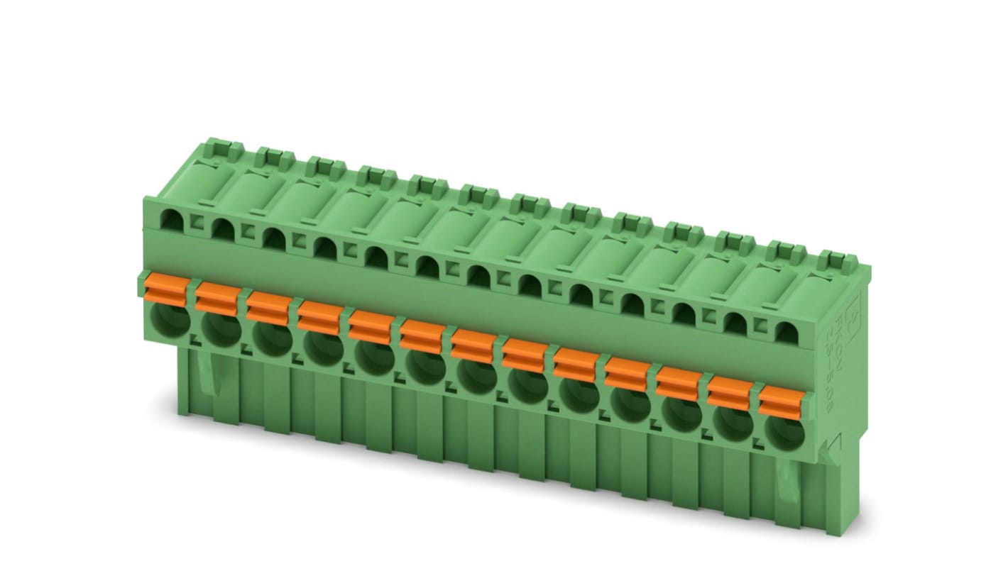 Phoenix Contact, 5.08mm Pitch, FKCVR 2.5/13-ST-5.08, 13 Way, Pluggable Terminal Block, Plug, Spring Cage Termination,