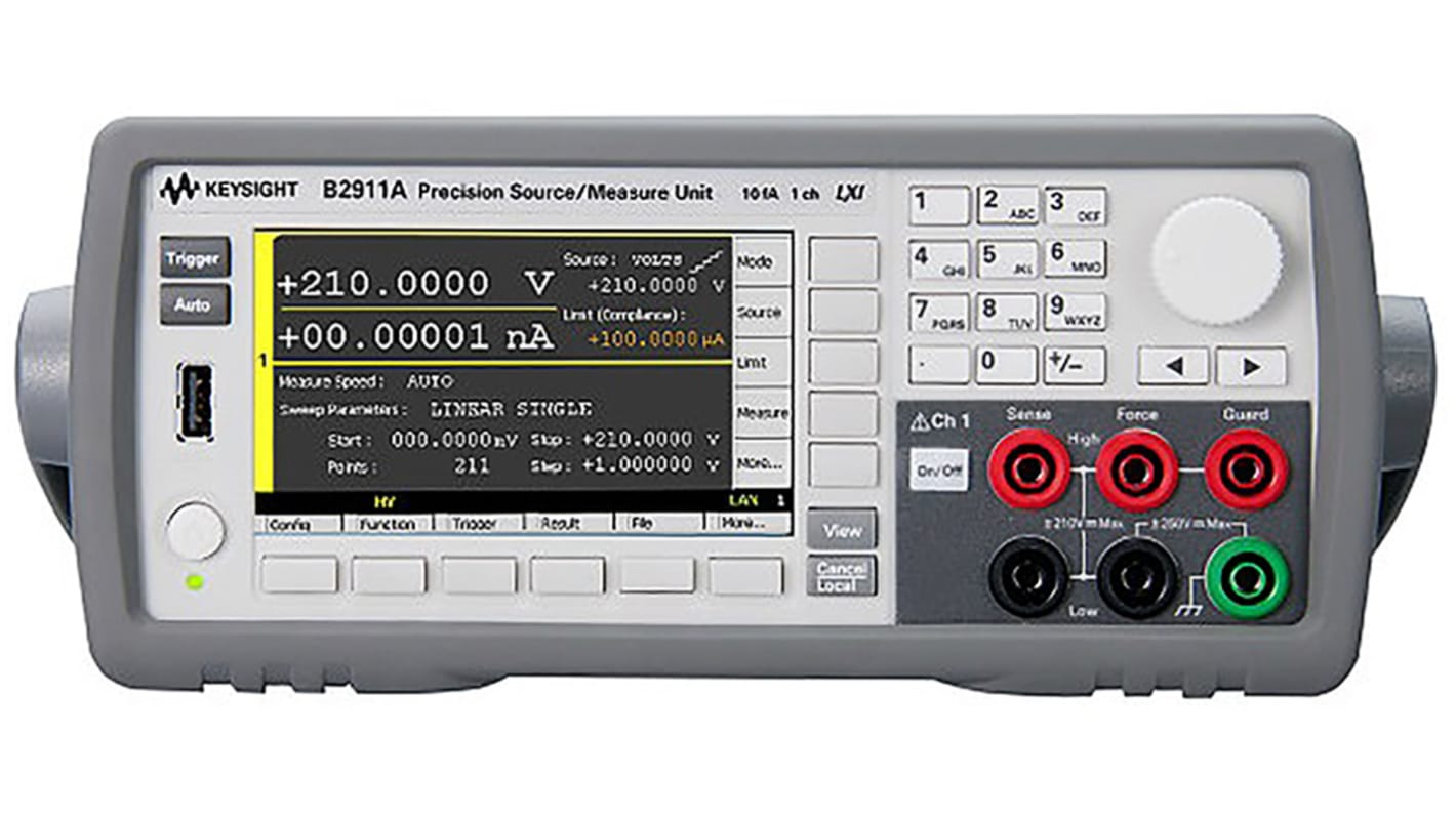 Keysight Technologies B2900A Series Source Meter, 100 nV → 210 V, 1-Channel, 10.5 (Pulsed Output) A, 3 (DC