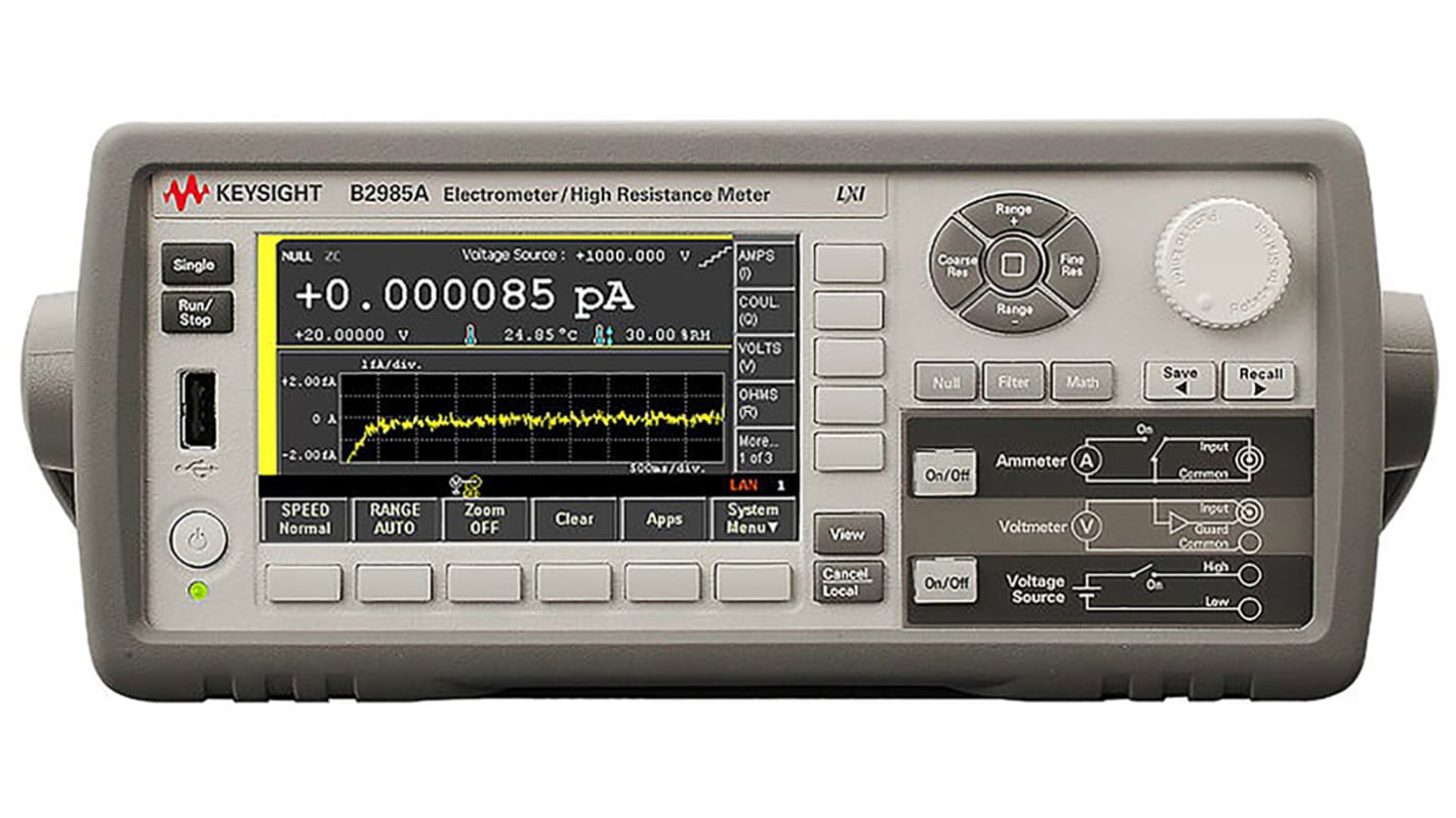 Keysight Technologies B2985A Bench Digital Electrometer, 20mA ac Max, 20mA dc Max, 20V ac Max