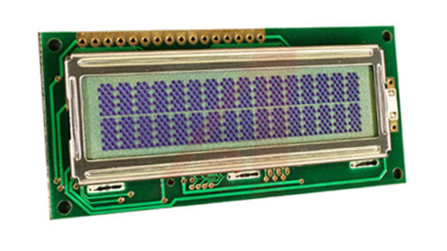 Lumex LCR-U01602DSF/DWH Alphanumeric LCD Display, White on Grey, 2 Rows by 16 Characters, Transflective