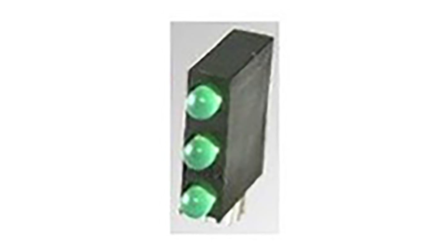 Lumex SSF-LXH340GGGD, Green PCB LED Indicator, 3 LEDs, Through Hole