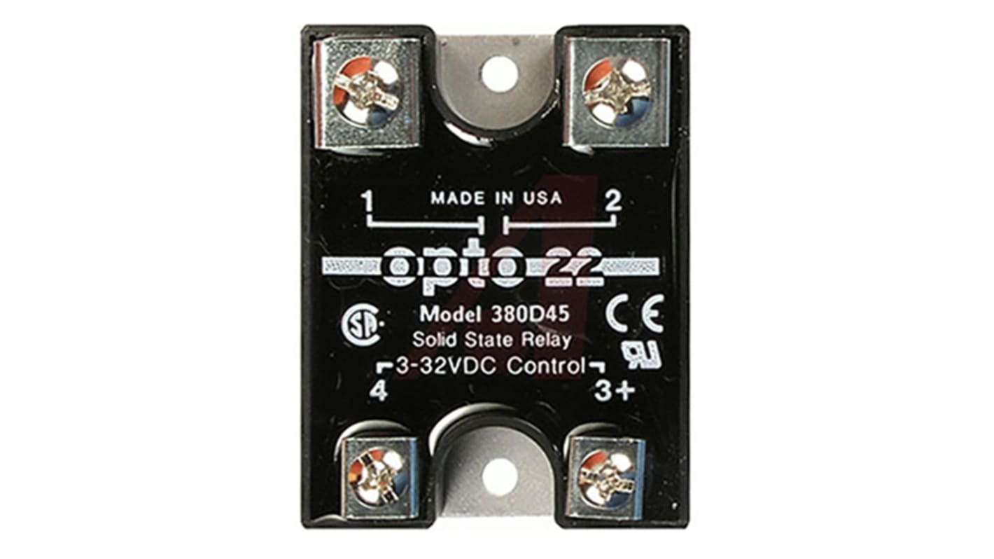 Opto 22 Solid State Relay, 45 A Load, Screw Fitting, 380 V ac Load, 32 V dc Control