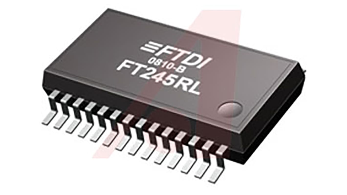 FTDI Chip FT245RL-TUBE, USB Controller, 1Mbps, USB 2.0, 1.8 to 5.25 V, 28-Pin SSOP