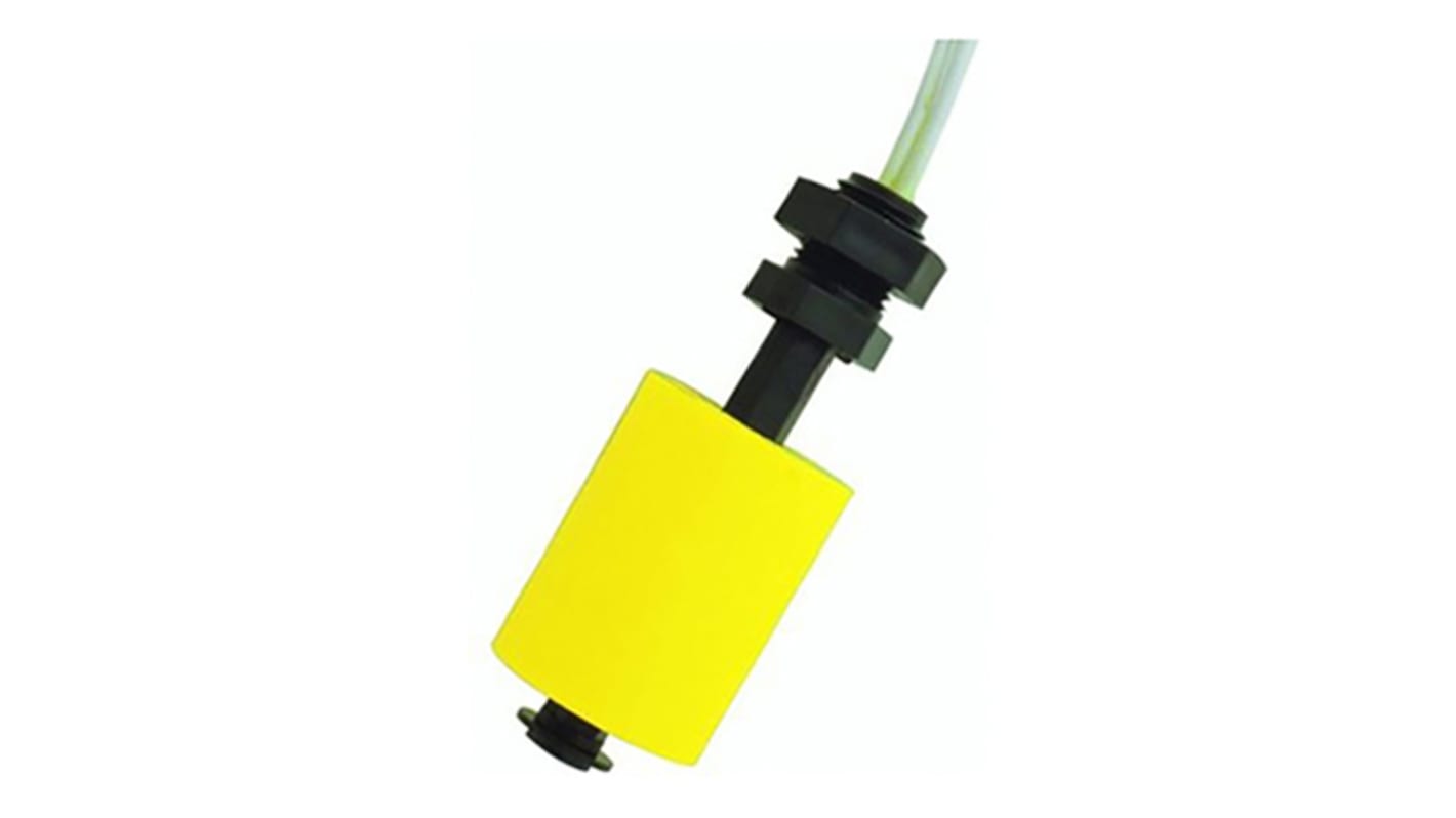 Flowline PP浮球开关, 垂直安装, NO/NC, 最大直流120V, 最高+80°C, 线长600mm, Switch-Tek系列