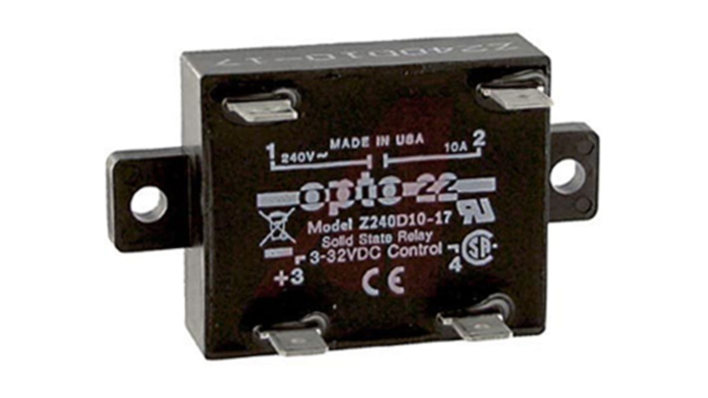 Opto 22 Solid State Relay, 10 A Load, Panel Mount, 240 V ac Load, 32 V dc, 24V dc Control