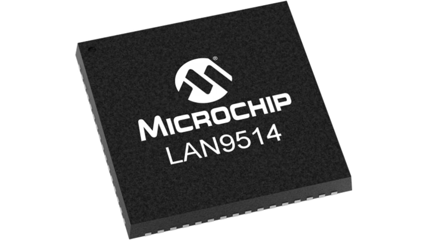 Microchip LAN9514-JZX, Ethernet Controller, 1.5Mbps, USB, 3.3 V, 64-Pin QFN