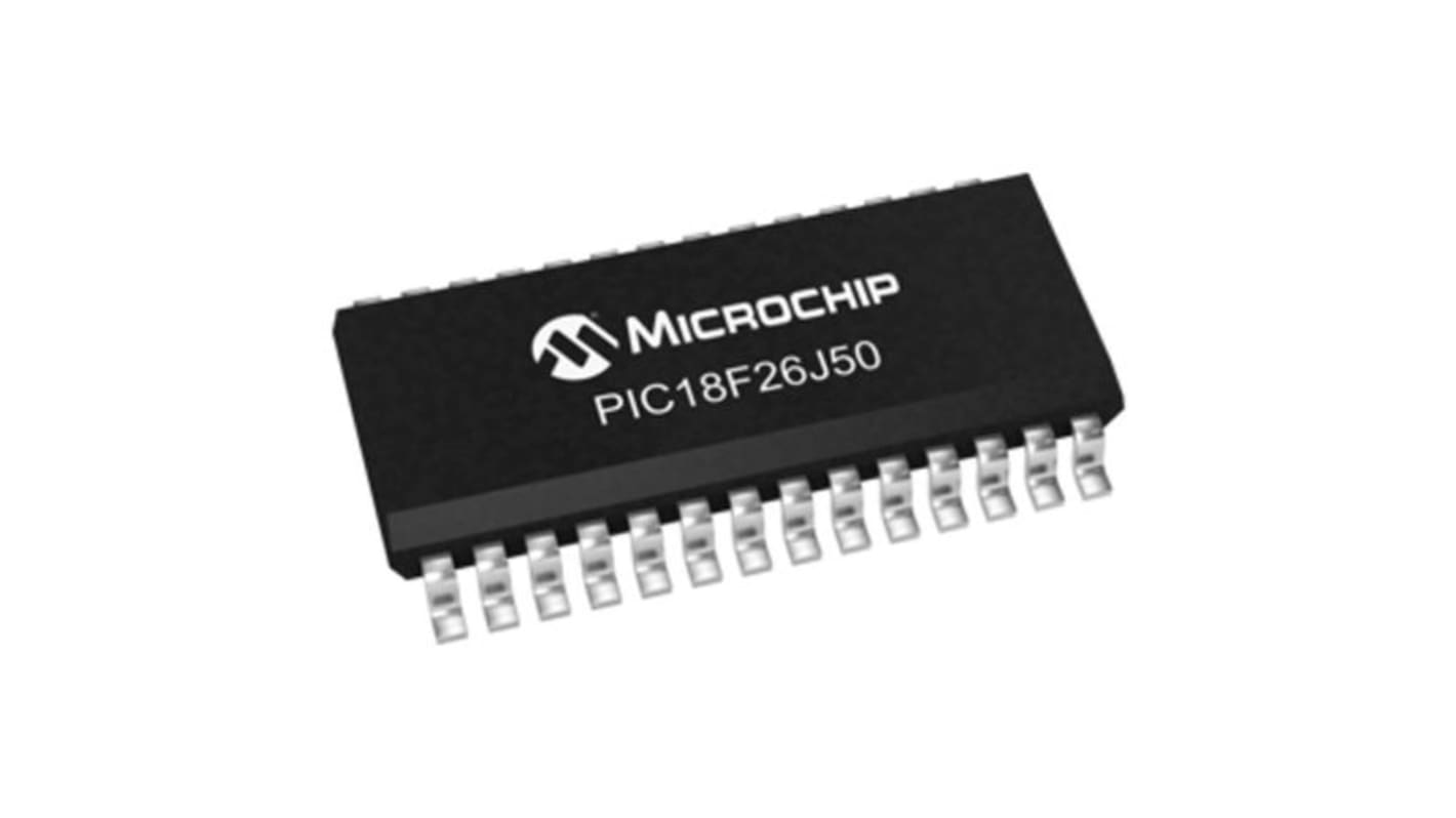 Microchip PIC18F26J50-I/SO, 8bit PIC Microcontroller, PIC18F, 48MHz, 64 kB Flash, 28-Pin SOIC